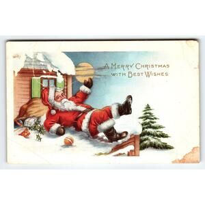 Vintage Santa Claus Christmas Postcard 'A Merry Christmas with Best Wishes'